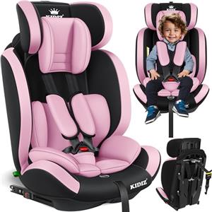KIDIZ® Seggiolino auto per bambini con Isofix, gruppo 1 + 2 + 3, 9 - 36 kg, cintura di sicurezza a 5 punti, seggiolino auto, seggiolino auto, poggiatesta regolabile, rialzo per 1 - 12 anni, stabile e