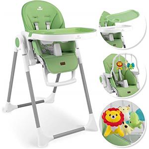 KIDIZ® 3 in 1 Seggiolone Seggiolone per bambini con barra dei giochi, Lettino per bambini, Seggiolone combinato Seggiolone per bambini, Schienale regolabile in 7 diverse altezze, verde