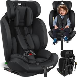 KIDIZ® Seggiolino auto per bambini con Isofix, gruppo 1 + 2 + 3, 9 - 36 kg, cintura di sicurezza a 5 punti, seggiolino auto, seggiolino auto, poggiatesta regolabile, rialzo per 1 - 12 anni, stabile e