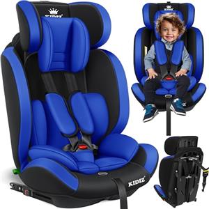 KIDIZ® Seggiolino auto per bambini con Isofix, gruppo 1 + 2 + 3, 9 - 36 kg, cintura di sicurezza a 5 punti, seggiolino auto, seggiolino auto, poggiatesta regolabile, rialzo per 1 - 12 anni, stabile e
