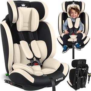KIDIZ® Seggiolino auto per bambini con Isofix, gruppo 1 + 2 + 3, 9 - 36 kg, cintura di sicurezza a 5 punti, seggiolino auto, seggiolino auto, poggiatesta regolabile, rialzo per 1 - 12 anni, stabile e