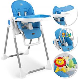 KIDIZ® 3 in 1 Seggiolone Seggiolone per bambini con barra dei giochi, Lettino per bambini, Seggiolone combinato Seggiolone per bambini, Schienale regolabile in 7 diverse altezze, blu