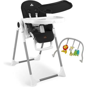 KIDIZ® 3 in 1 Seggiolone Seggiolone per bambini con barra dei giochi, Lettino per bambini, Seggiolone combinato Seggiolone per bambini, Schienale regolabile in 7 diverse altezze, nero