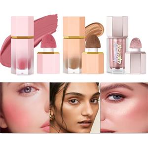 Beauty Searcher 3PCS Set di trucco liquido per contorno, evidenziatore e fard, crema leggera e duratura per la costruzione di fard, evidenziatori e bronzer per il contorno del viso