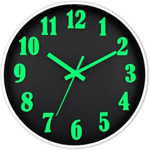 DIYZON Orologio da Parete Luminoso, Silenzioso, Senza Ticchettio, 30,5 cm, Luce Notturna 3D, Orologio da Parete Illuminato in Legno Stile Country, Decorativo per Cucina, Casa, Camera da Letto