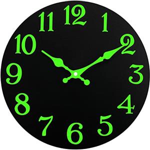 DIYZON Orologio da Parete Luminoso, Silenzioso Senza Ticchettio 30 CM Orologi da Parete con Luce Notturna a Batteria, Orologio da Parete Illuminato in Legno Stile Country