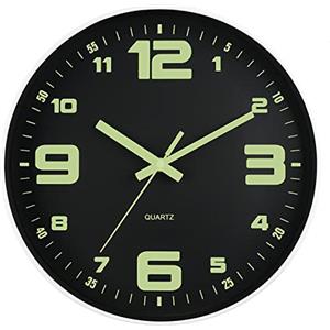 DIYZON Orologio da Parete Luminoso, Silenzioso, Non Ticchettio, 40 cm, Luce Notturna, Funzionamento a Batteria, Moderno Orologio da Parete Illuminato in Vetro, Decorazione per Cucina, Casa, Camera da