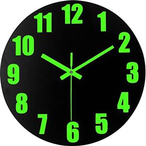 DIYZON Orologio da Parete Luminoso in Legno, 40 cm, Stile Country, Senza Ticchettio, Digitale di Facile Lettura per Camera da Letto/Cucina