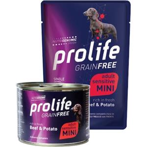 Prolife Grain Free Adult Sensitive Mini Manzo e Patate 200g - Cibo Umido per Cani
