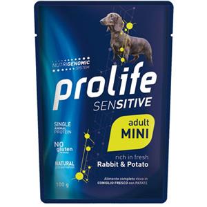 Prolife Sensitive Cibo Umido per Cani Adulti Mini - Coniglio e Patate, 100g, Monoproteico e Gluten Free