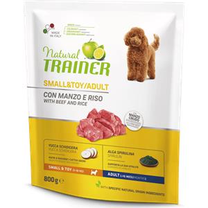 Natural Trainer Cibo Secco per Cani Adulto Small & Toy con Manzo e Riso - 800 gr