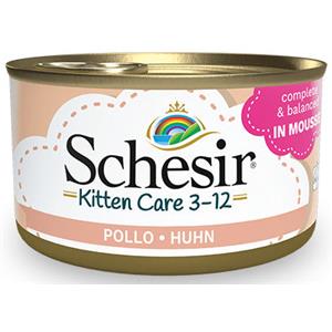 Schesir Kitten Care Mousse Pollo - Alimento Umido per Gattini 3-12 Mesi - 85 gr