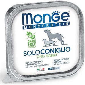 Monge Monoprotein Patè Grain Free Solo Coniglio 150g - Cibo Umido Completo per Cani di Tutte le Taglie ed Età