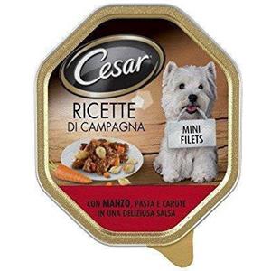 Cesar Ricette di Campagna - Cibo Umido per Cani con Manzo, Pasta e Carote in Salsa - Vaschetta da 150 gr