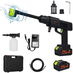 Shkalacar Pistola ad acqua pressurizzata a batteria da 21 V, idropulitrice a batteria con 1 o 2 batterie, ugello 6 in 1 pistola portatile in schiuma