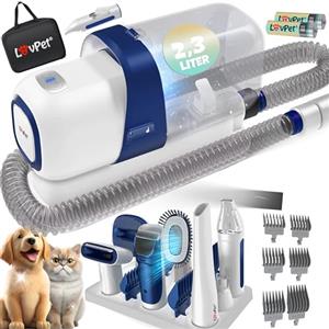 KESSER® Tosatrice per Cani Professionale | silenzioso con batteria | Kit di cura per animali domestici con accesori per cani e gati | Tagliacapelli per animali a 7 in 1 con contenitore da 2,3 L