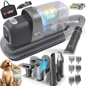 KESSER® Tosatrice per Cani Professionale | silenzioso con batteria | Kit di cura per animali domestici con accesori per cani e gati | Tagliacapelli per animali a 7 in 1 con contenitore da 2,3 L