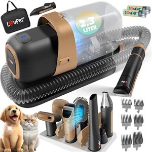 KESSER® Tosatrice per Cani Professionale | silenzioso con batteria | Kit di cura per animali domestici con accesori per cani e gati | Tagliacapelli per animali a 7 in 1 con contenitore da 2,3 L