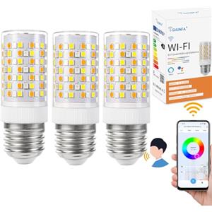 I-SHUNFA WiFi RGBWW E27 Led Lampadina intelligente,10W 800Lm (RGB & 2700K-6500K) AC 230V,cambio di colore con lampade a sincronizzazione musicale, Lavora con l'app Alexa Google home (2 pezzi)