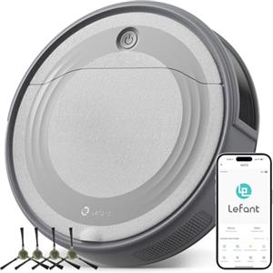 LEFANT M310 Robot Aspirapolvere 4500Pa,Evita Precisamente gli Ostacoli,Autonomia 180 Minuti,Wi-Fi/App, Antigroviglio Ideale per Peli di Animali Domestici, Peli e Pavimenti Duri,Grigio