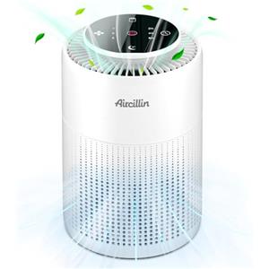 Aircillin Purificatore d'Aria, Copertura Massima 765Sq Ft, Purificatore Aria 3 Velocità Con Filtro HEPA, Può Rimuovere Il 99,97% di Polvere, Polline, Fumo, Timer, 23 dB, Luce notturna