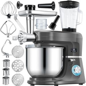 KESSER® Robot da cucina universale 3 in 1 K-KM 3000 con tritacarne, impastatrice multifunzione da 5,5 l, ciotola con 3 strumenti di agitazione, spremiagrumi da 1,5 l, set di accessori, pasta e stampi
