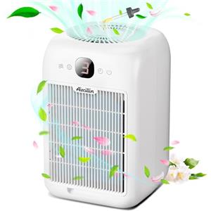Aircillin Purificatore Aria, Purificatore d'Aria con Spugna Aromatica, Filtro HEPA, Ingresso aria su due lati rimuove il 99,97% di polvere, polline e odori di animali domestici, Timer, 25db