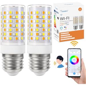 I-SHUNFA WiFi RGBWW E27 Led Lampadina intelligente,10W 800Lm (RGB & 2700K-6500K) AC 230V,cambio di colore con lampade a sincronizzazione musicale, Lavora con l'app Alexa Google home (2 pezzi)
