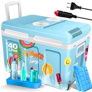 KESSER® Frigo box 40L con ruote | per mantenere il calore e il raffreddamento | frigo box termoelettrico | 12 Volt e 230 Volt| Mini frigo | Box termico per auto| incl. Pacchetti di raffreddamento