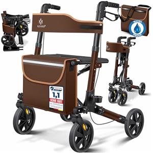 KESSER Leggero deambulatore pieghevole Girello ultraleggero con 4 ruote Premium in alluminio Rollator Set Peso massimo sopportato: 136 Kg