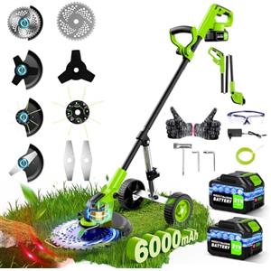 Innopower 12 inch Decespugliatore a Batteria,Tagliabordi Elettrico con Brushless Motore da 850W, Tagliabordi a Batteria 4 in 1 con 2 Batterie da 3000 mAh, Ruota Rusiliaria Regolabile per Prato Campo da Giardino
