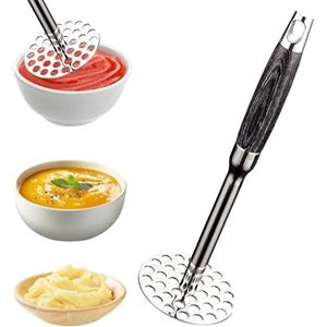 BAIFULAI Schiacciapatate in Acciaio Inossidabile: 1 Pezzo Schiacciapatate Manuale in Acciaio Inossidabile 316, Utensile da Cucina Multifunzionale per Patate, Avocado e Verdure (26 * 8.5 cm/Argento)