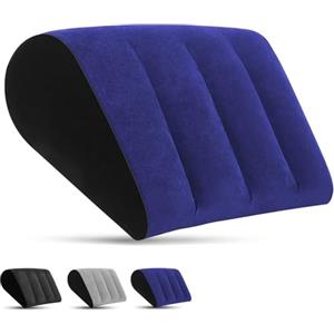 LuxoCare Cuscino Cuneo Gonfiabile Triangolare - Cuscino a Cuneo Gonfiabile per Letto Antireflusso Adulti, Supporto Schiena e Lombare Regolabile, Portatile per Casa Viaggio e Campeggio (Blu)