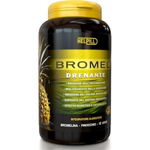 HELP!LL Bromelina Forte Drenante Gambe Anticellulite con Finocchio e Tè Verde Integratore di Enzimi Digestivi Completi per Cellulite e Glutei contro effetto Buccia d'Arancia 120 Capsule Made in Italy