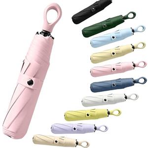 erised's bifrost Ombrello da Viaggio Pieghevole Compatto, Impugnatura ad Anello, Protezione UV UPF50/8 Stecche/Nervature Lega/Piccolo Zaino da Viaggio/Leggero e Portatile/Pioggia Sole/Donne Bambini