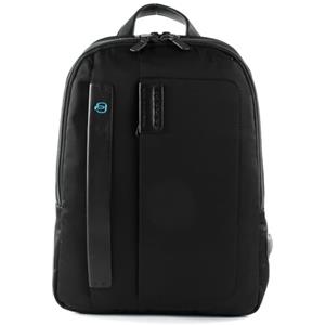 PIQUADRO Zaino porta PC, 14, Pelle e tessuto, Chevron/Nero