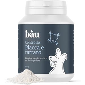 bàu Bau Cosmesi Controllo Placca e Tartaro Cane in Polvere con Alga Ascophyllum Nodosum, Propoli e Menta, Mangime Complementare per Igiene Orale e Alito Fresco