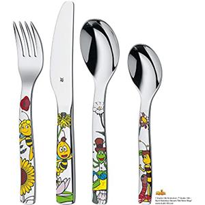 WMF Set posate bimbini Ape Maya in Acciaio Inox 18/10 Cromargan, set 4 pezzi con Coltello, Forchetta, Cucchiaio e Cucchiaino