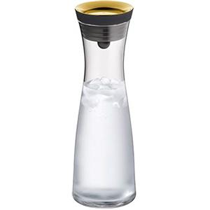 WMF 0617706590 Caraffa d'acqua di base, 1.0 l, Altezza 29 cm, Caraffa di vetro, Coperchio in silicone, Chiusura CloseUp, Oro