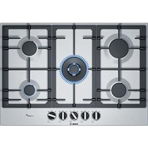 Bosch Elettrodomestici PCQ7A5B90 Serie 6, encimera de gas, 75 cm, acero inoxidable