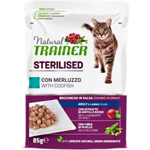 TRAINER NATURAL GATTO UMIDO STERILIZZATO ADULT MERLUZZO 85 G BUSTINA termine minimo di conservazione 06/26