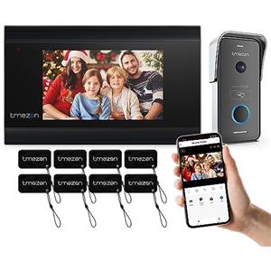TMEZON KIT Videocitofono Wifi 2 fili con 7 pollici Touchscreen1080P Campanello esterno con telecamera,Citofono smart Monofamiliare MZ-M710,Registra Video/Foto,Visione Notturna,APP/Carta RFID Unlock