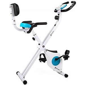 KLAR FIT Klarfit Azura M - Ergometro, Cyclette, Cardio-Bike, Training-Computer, Resistenza Regolabile 8 Stadi, Regolatore da Polso, Disply LCD, Resistenza Max. 100 kg, Bianco, Schienale + Braccioli