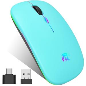 HZD Mouse Wireless Ricaricabile, Mouse Bluetooth, Mouse 2,4 GHz con Mini Ricevitore USB, 1600 DPI Mouse Senza Fili, Mouse Silenzioso, Mauser Wireless Compatibile con Apple, Mac, PC, Laptop, Windows