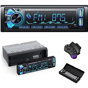 Wistrue RDS Autoradio Bluetooth con Estraibile Frontalino, Wistrue1 DIN Stereo Auto Bluetooth con Telecomando, 4x65W Autoradio AM/FM con Lettore MP3 e due porte USB Supporta AUX/SD/iOS/Android（multicolore）