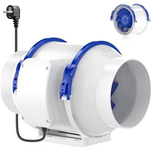 HG Power Ventola di Aspirazione 125mm Estrattore Ventilatore in Linea Ventilazione e Scarico Interni con Spina EU