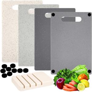 JABNOW Tagliere da Cucina Set di 4 Tagliere Plastica da Cucina con Base Antiscivolo, Quattro Diversi Colori di Tagliere Plastica, Senza BPA Tagliere Piccolo Tagliere da Cucina Plastica, 28 x 18.5cm