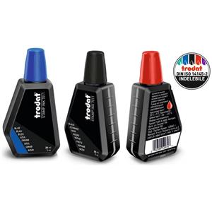 Trodat 7011 - Inchiostro Blu per Timbri, 28 ml, A Base d'Acqua, Impronte Nitide e Indelebili, Tappo Richiudibile
