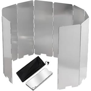 EXIN DEHCEN 10 Piatti Paravento Fornello Campeggio in Alluminio, Parabrezza da Campeggio Pieghevole e Portatile, Pieghevole Stufa Esterna Parabrezza, con Borsa per la Conservazione, per Glamping Picnic