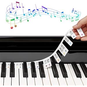 EUBSWA Adesivi rimovibili per tastiera per pianoforte Note 88/61 tastiera, gel di silice etichette rimovibili tasti, tasti per pianoforte per bambini principianti apprendimento pianoforte